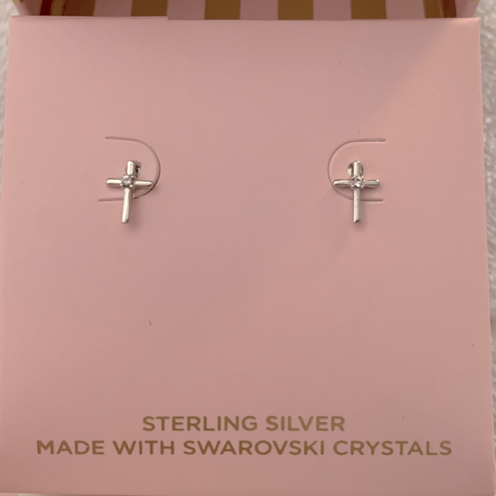 -SOLD on M- Swarovski Crystal S925 Cross Earrings